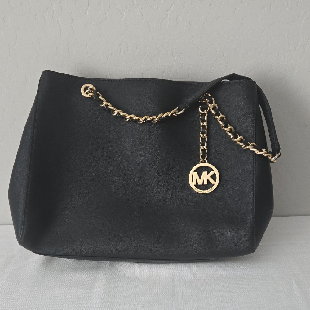 Michael Kors Black Shoulder Bag with Gold Chain